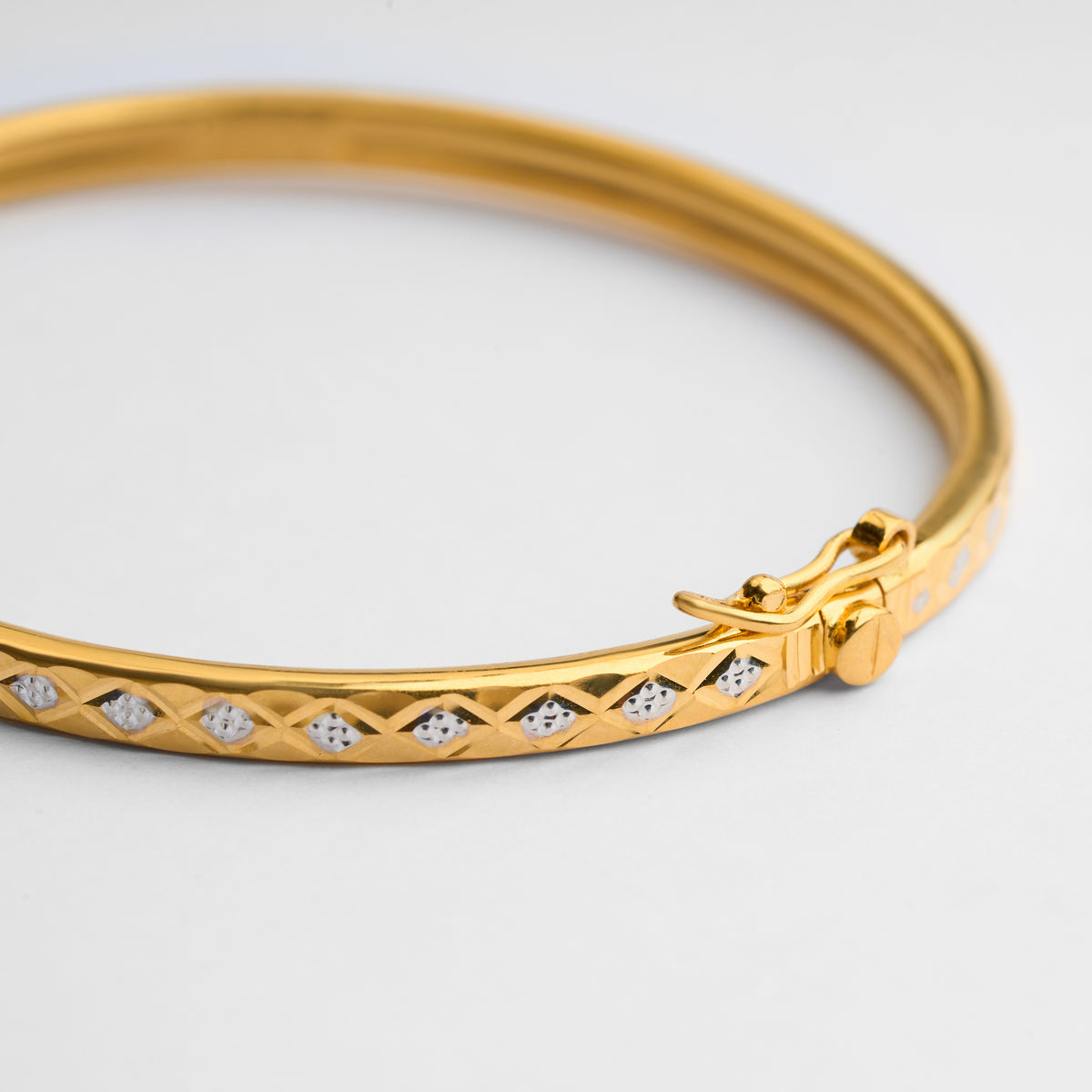 Gold Rhodium-Finish Textured Stiff Bracelet