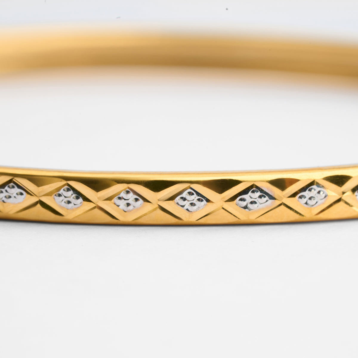 Gold Rhodium-Finish Textured Stiff Bracelet