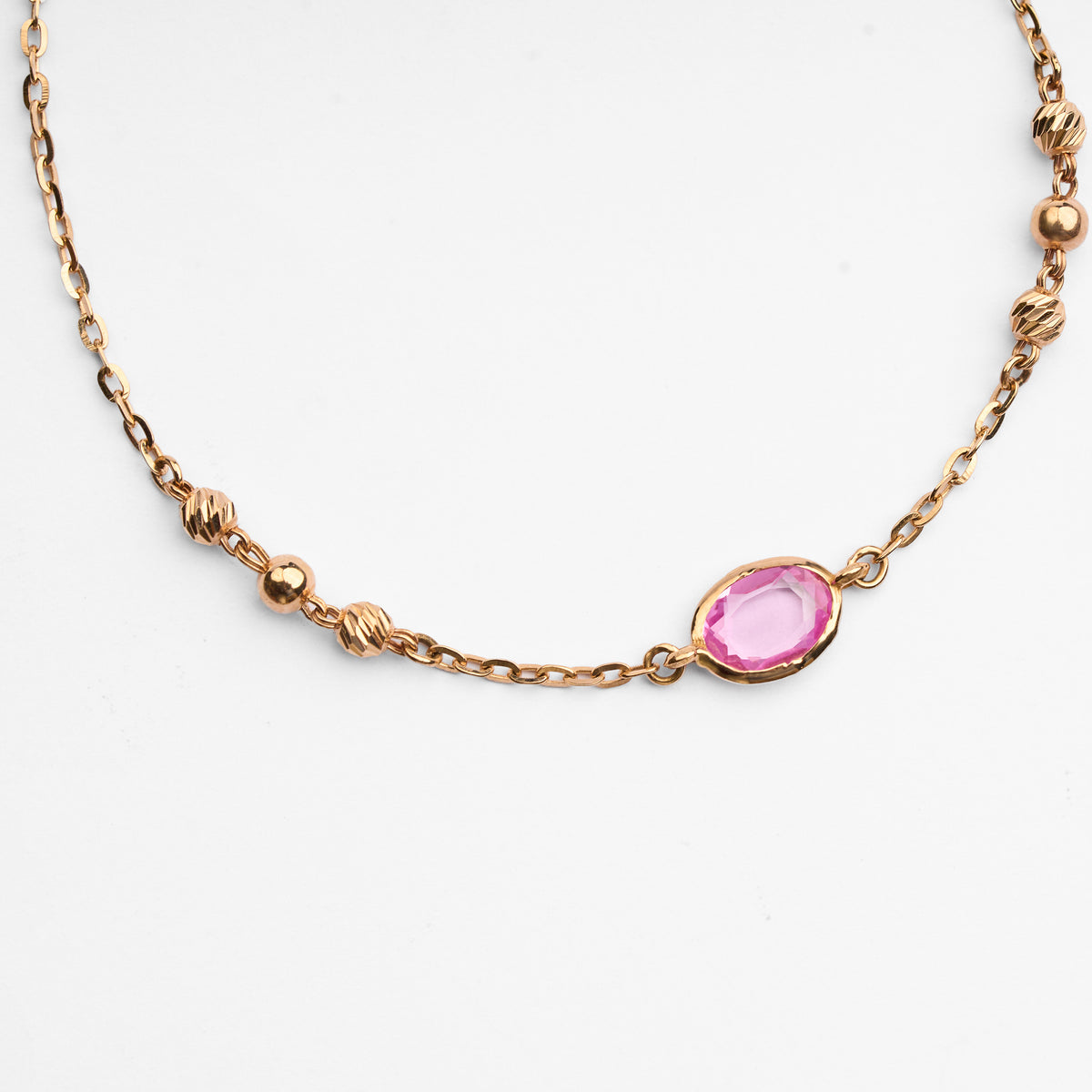 Gold Colour Stone Chain Bracelet