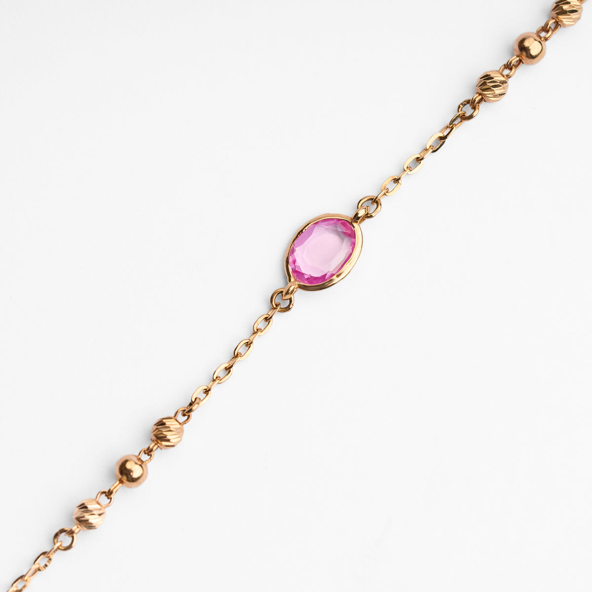 Gold Colour Stone Chain Bracelet