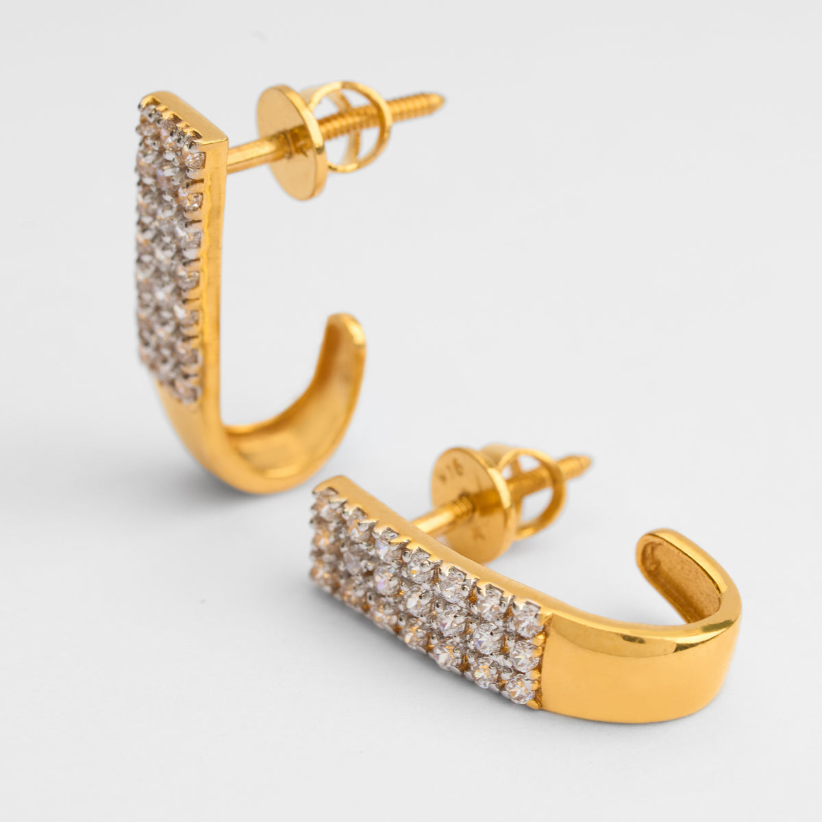 Gold CZ Bali Hoop Earrings
