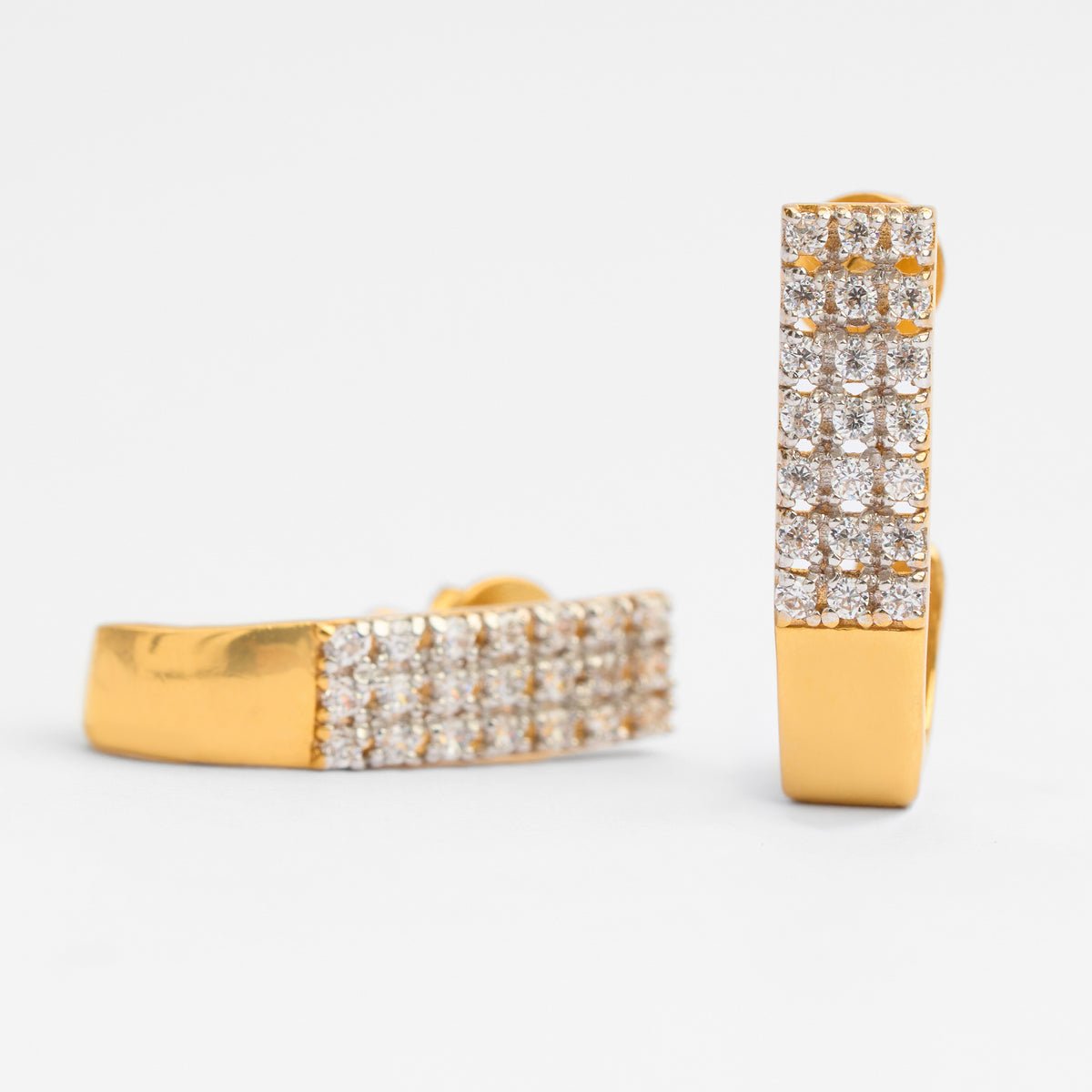 Gold CZ Bali Hoop Earrings