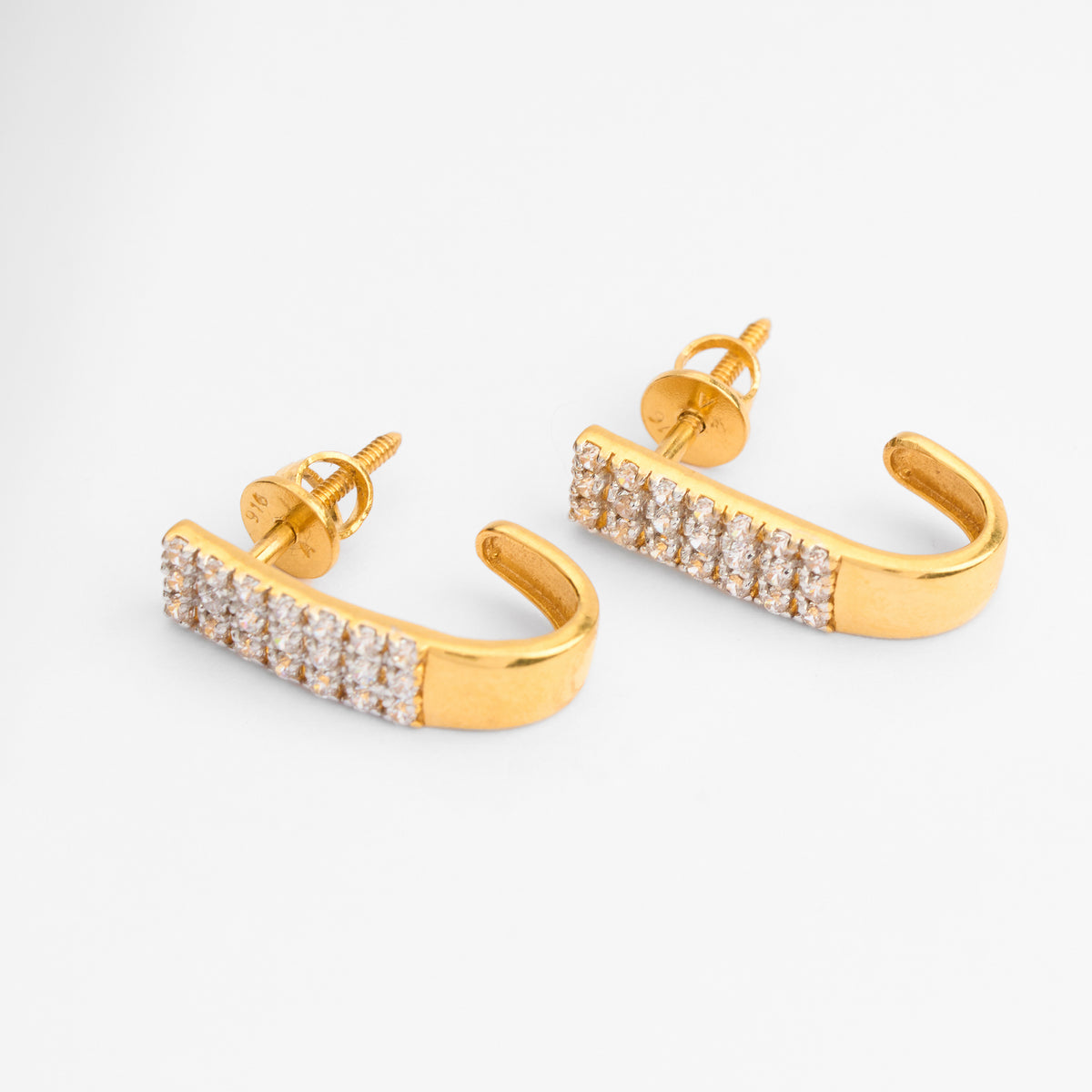 Gold CZ Bali Hoop Earrings
