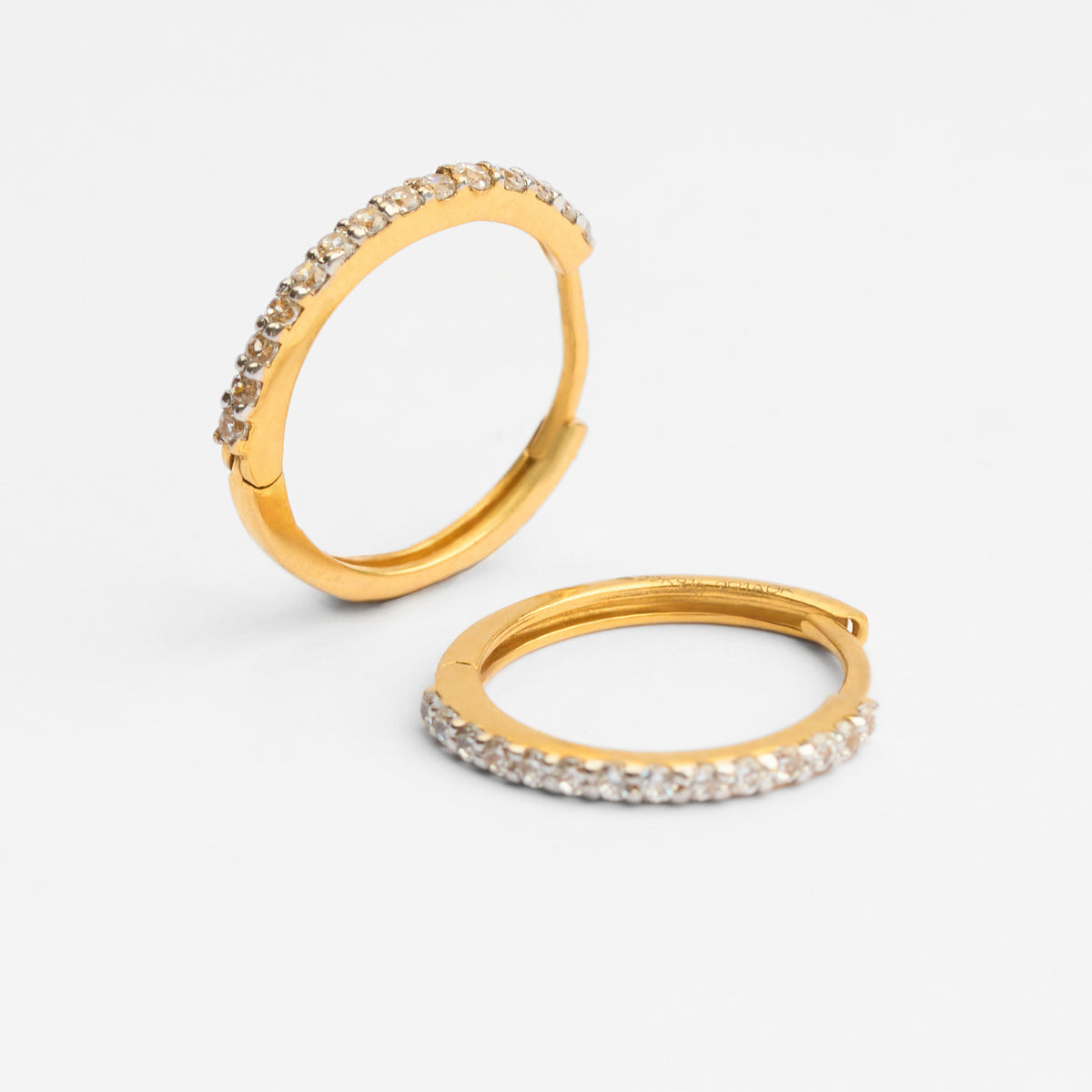 Gold CZ Bali Hoop Earrings