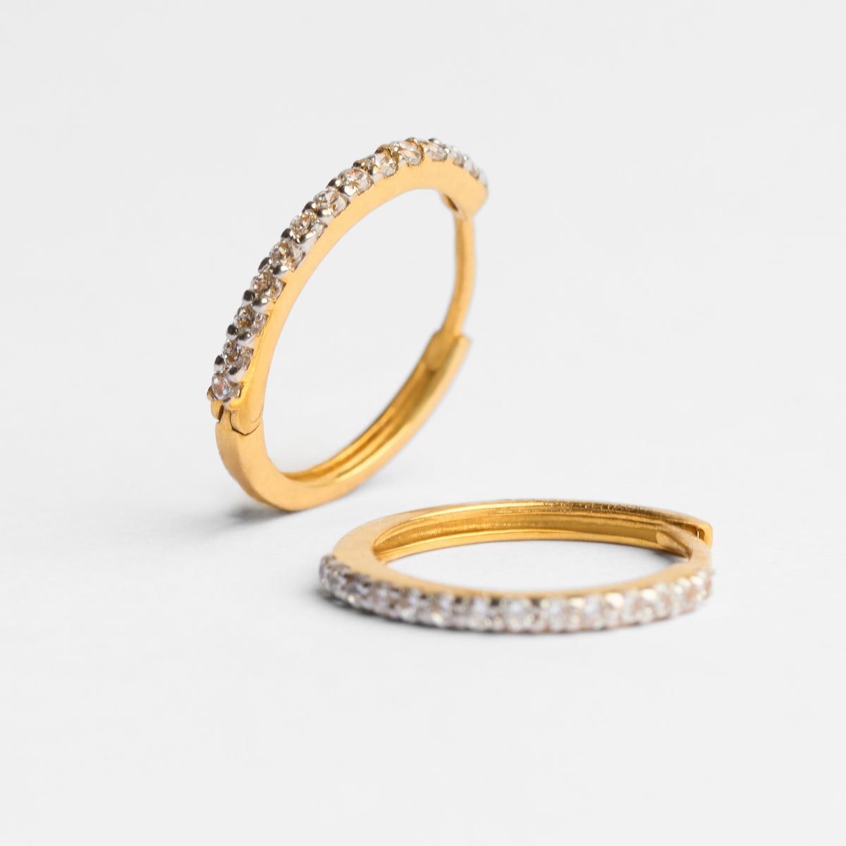 Gold CZ Bali Hoop Earrings