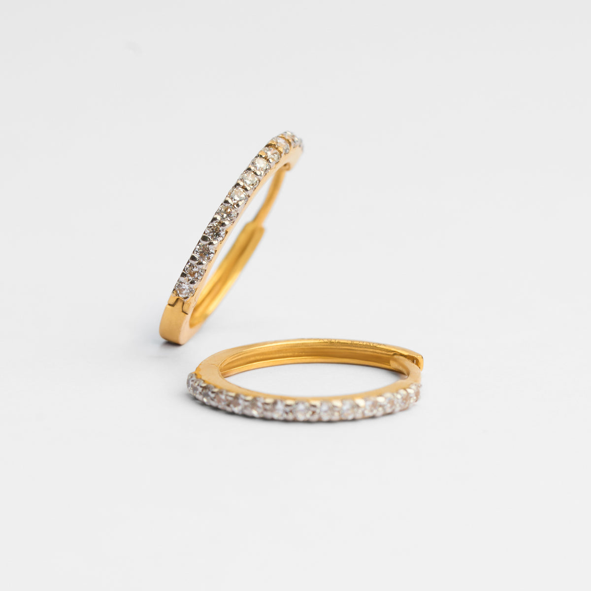 Gold CZ Bali Hoop Earrings