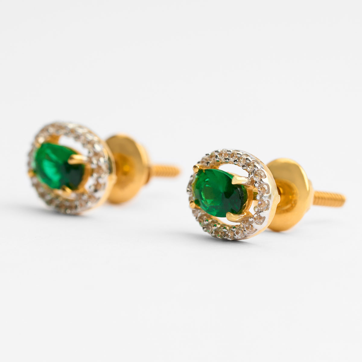 Gold Colour Stone & CZ Stud Earrings