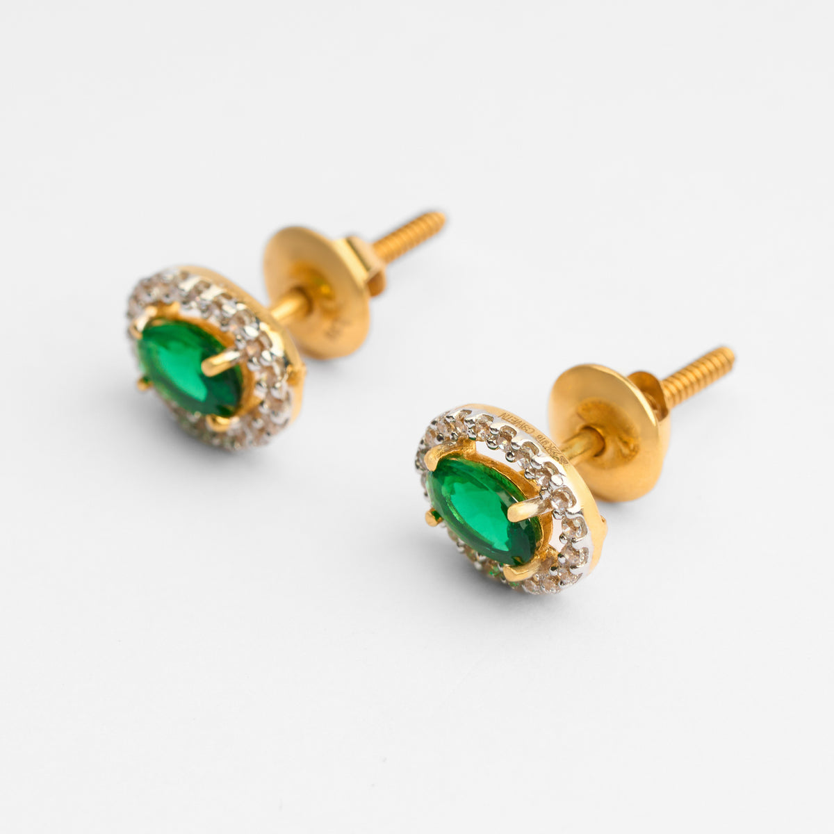 Gold Colour Stone & CZ Stud Earrings