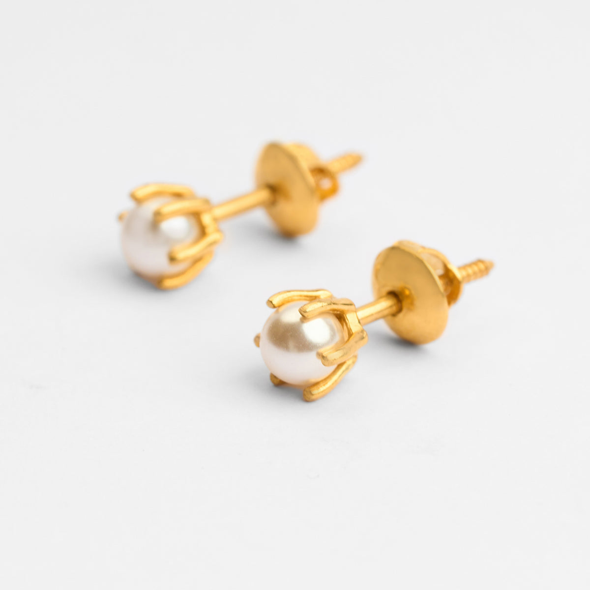 Gold Pearl Stud Earrings