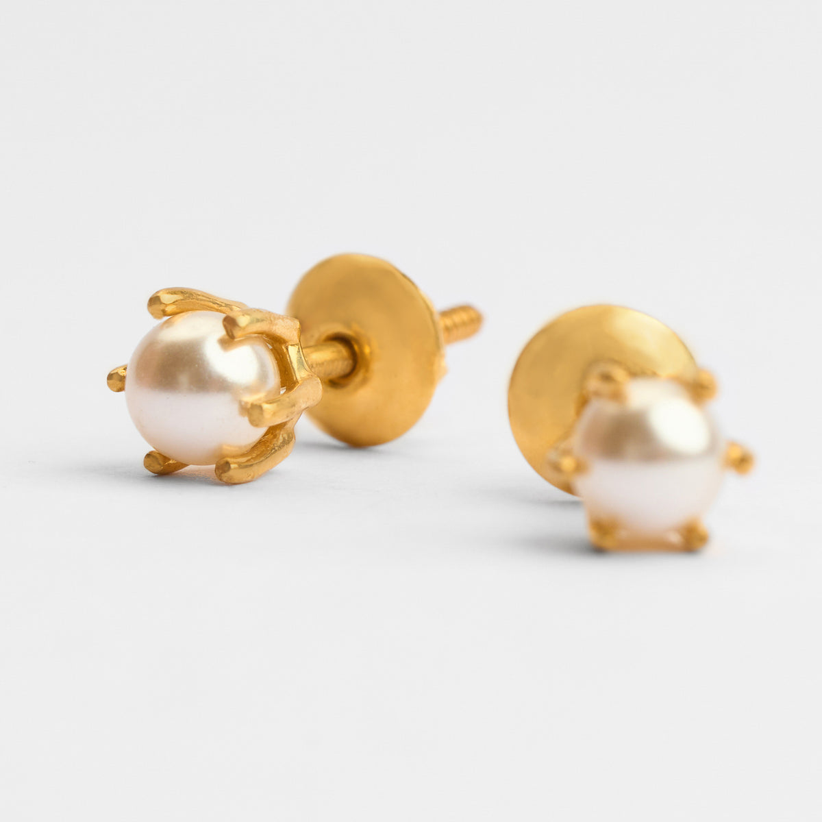 Gold Pearl Stud Earrings