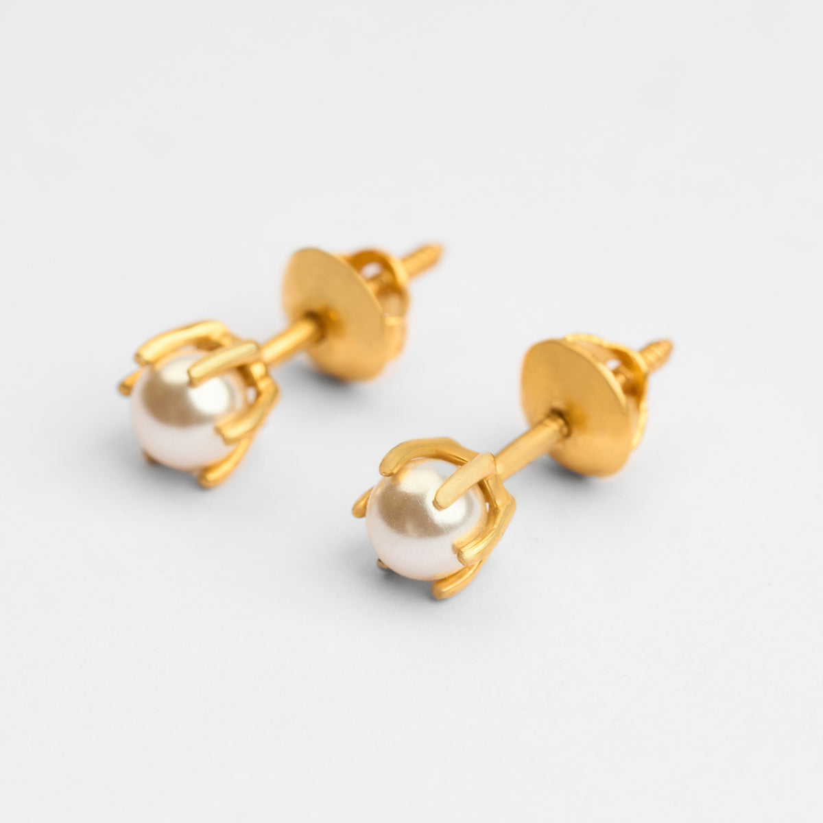 Gold Pearl Stud Earrings