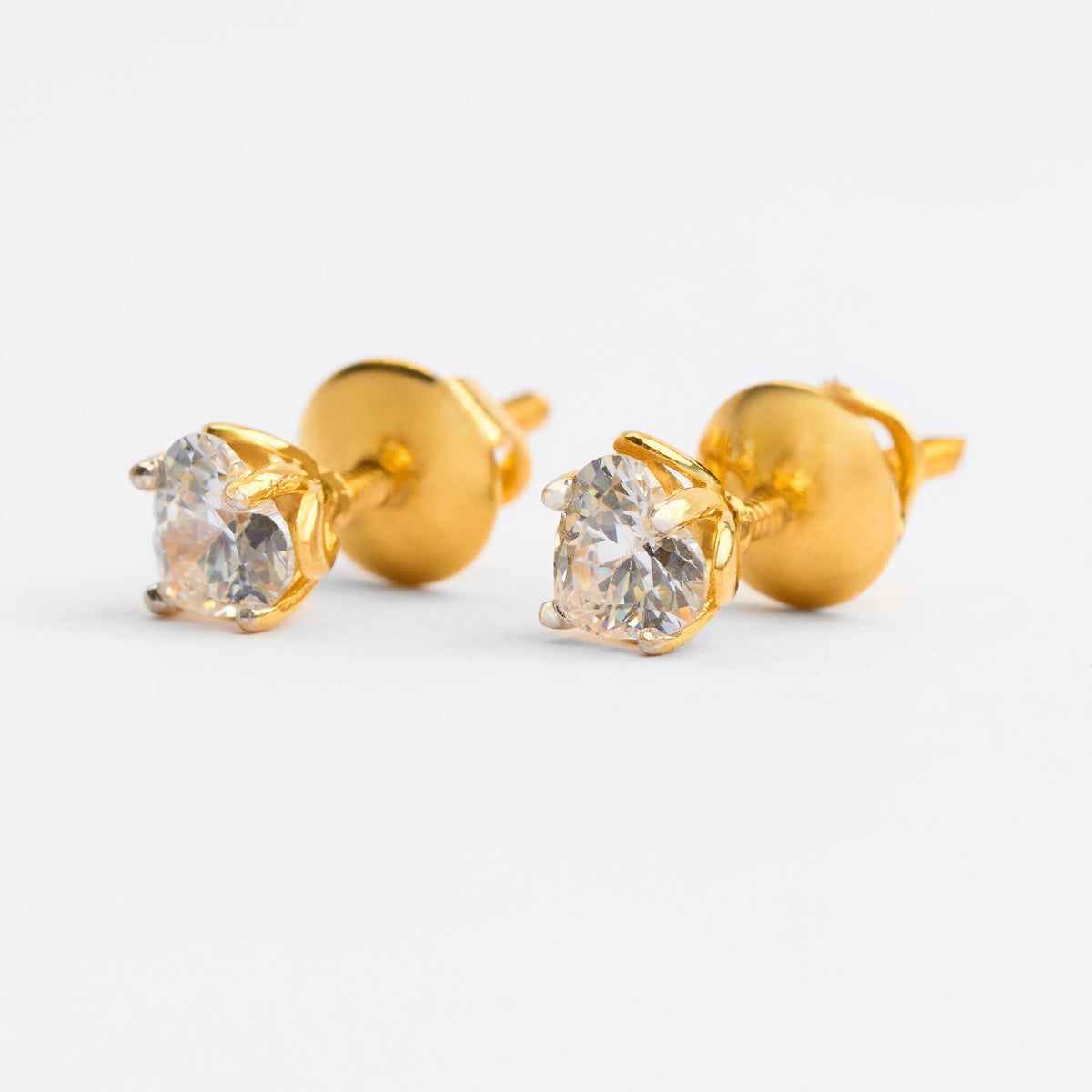 Gold Solitaire Stud Earrings