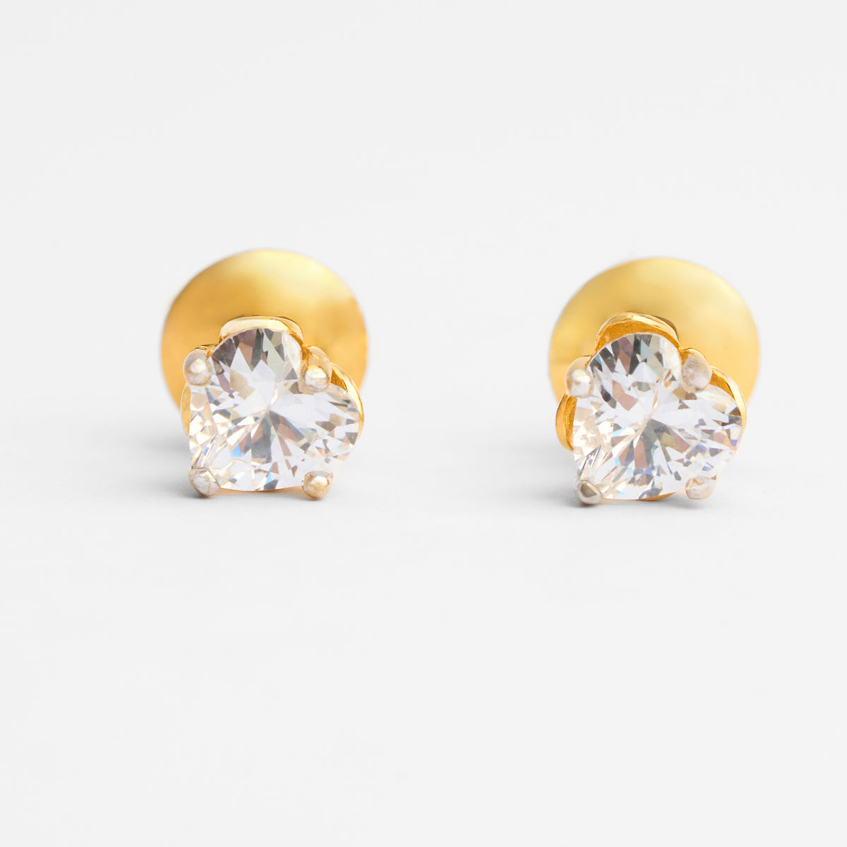 Gold Solitaire Stud Earrings