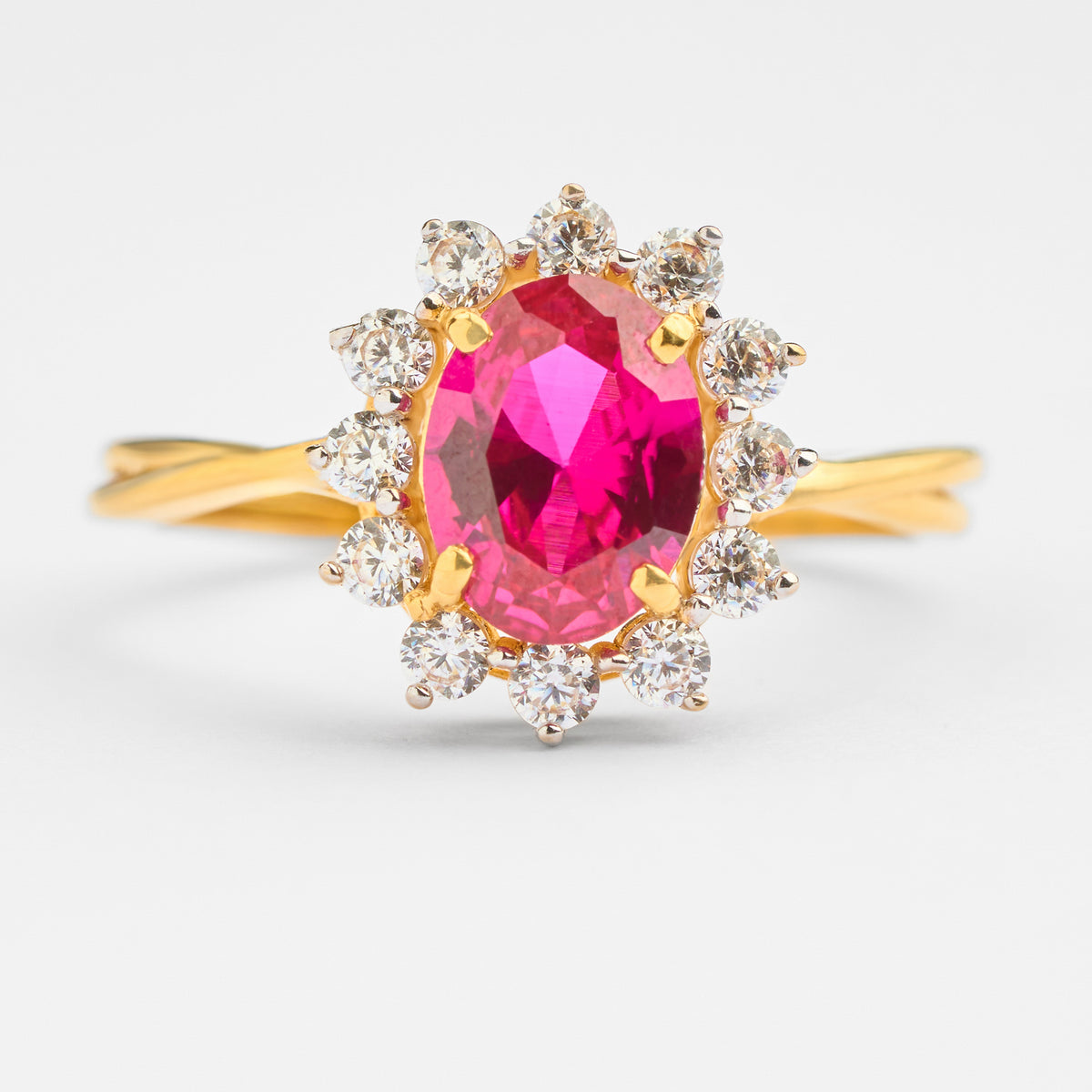 Gold Colour Stone & CZ Ring