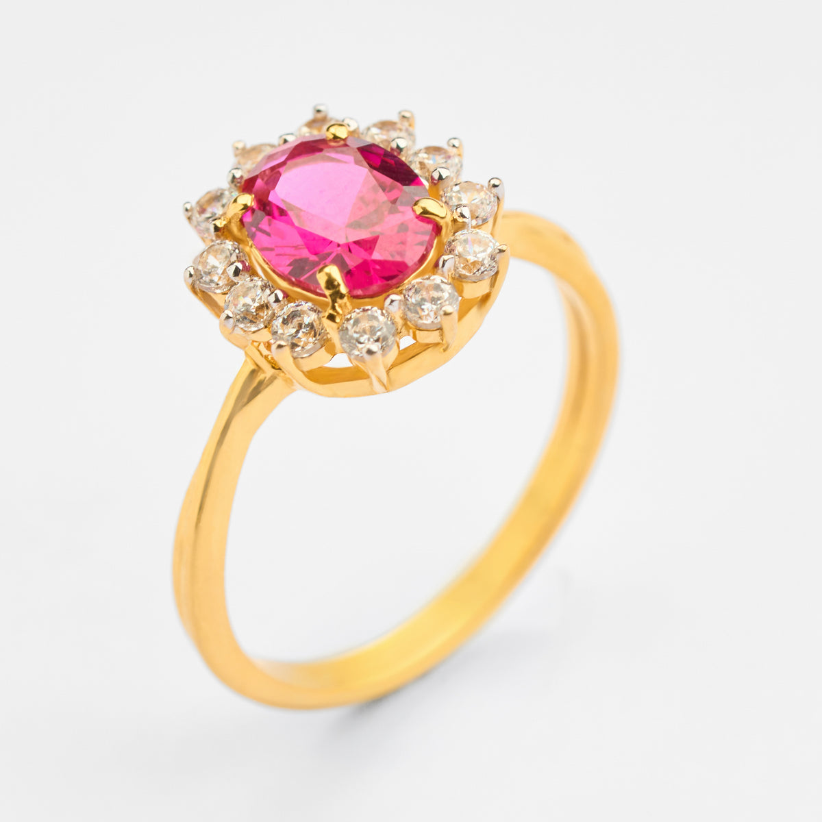 Gold Colour Stone & CZ Ring