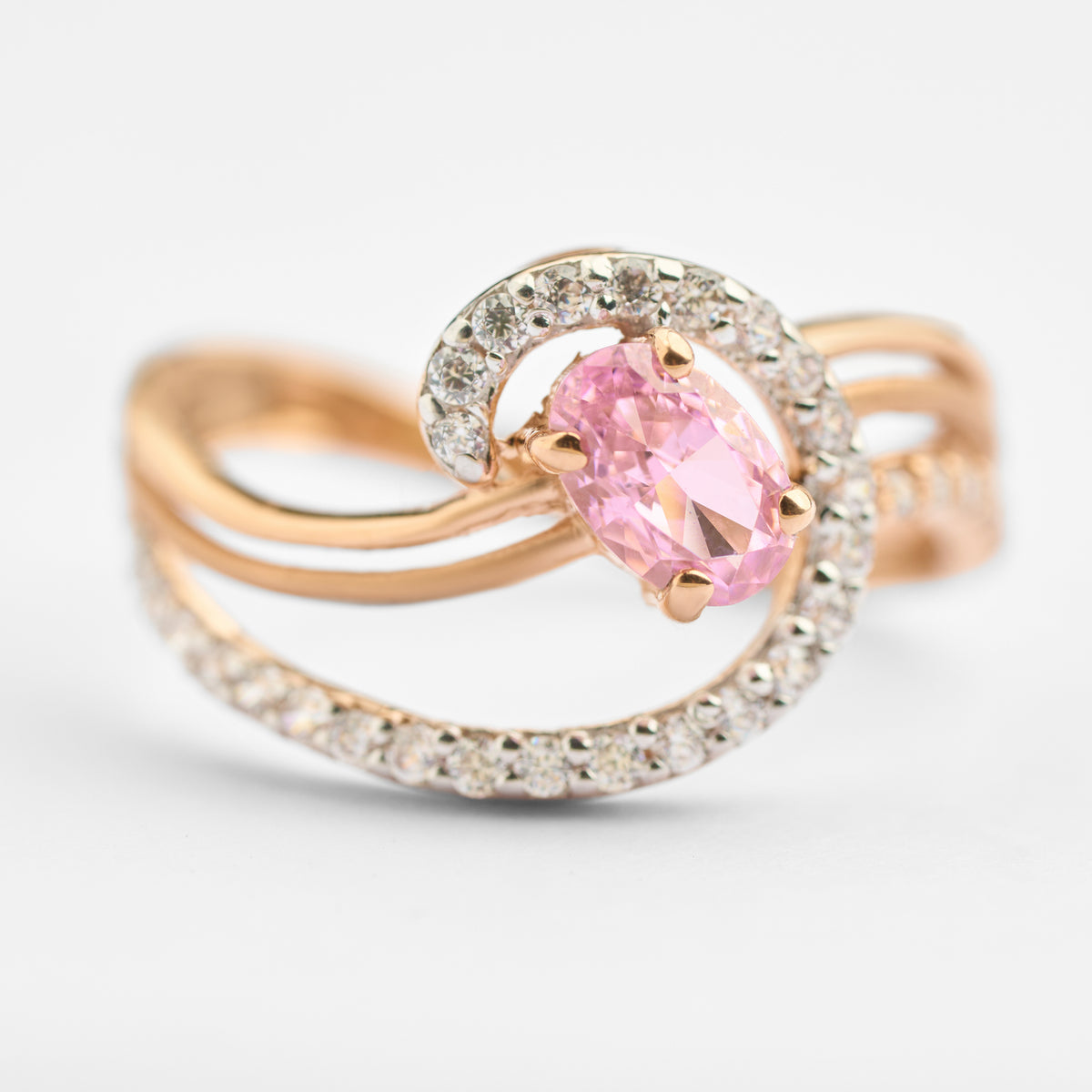 Gold Colour Stone & CZ Ring